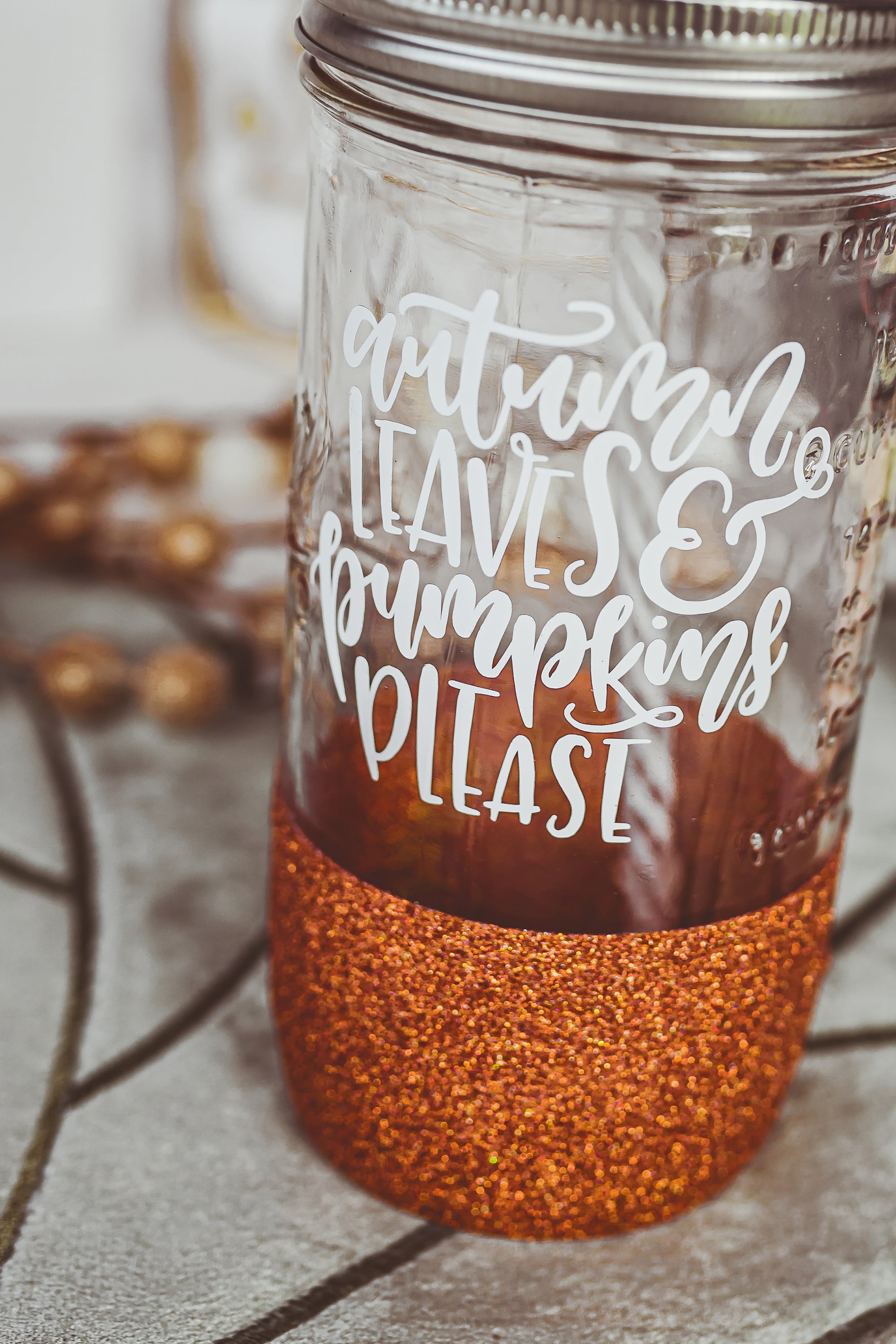 Autumn Leaves & Pumpkins Please Mason Jar Tumbler