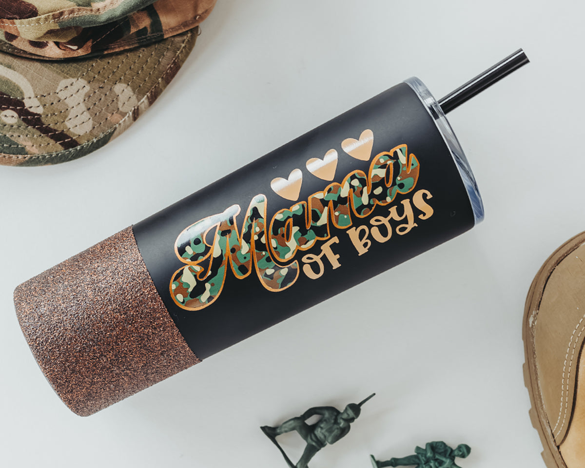 Mama of Boys Camo Print Tumbler