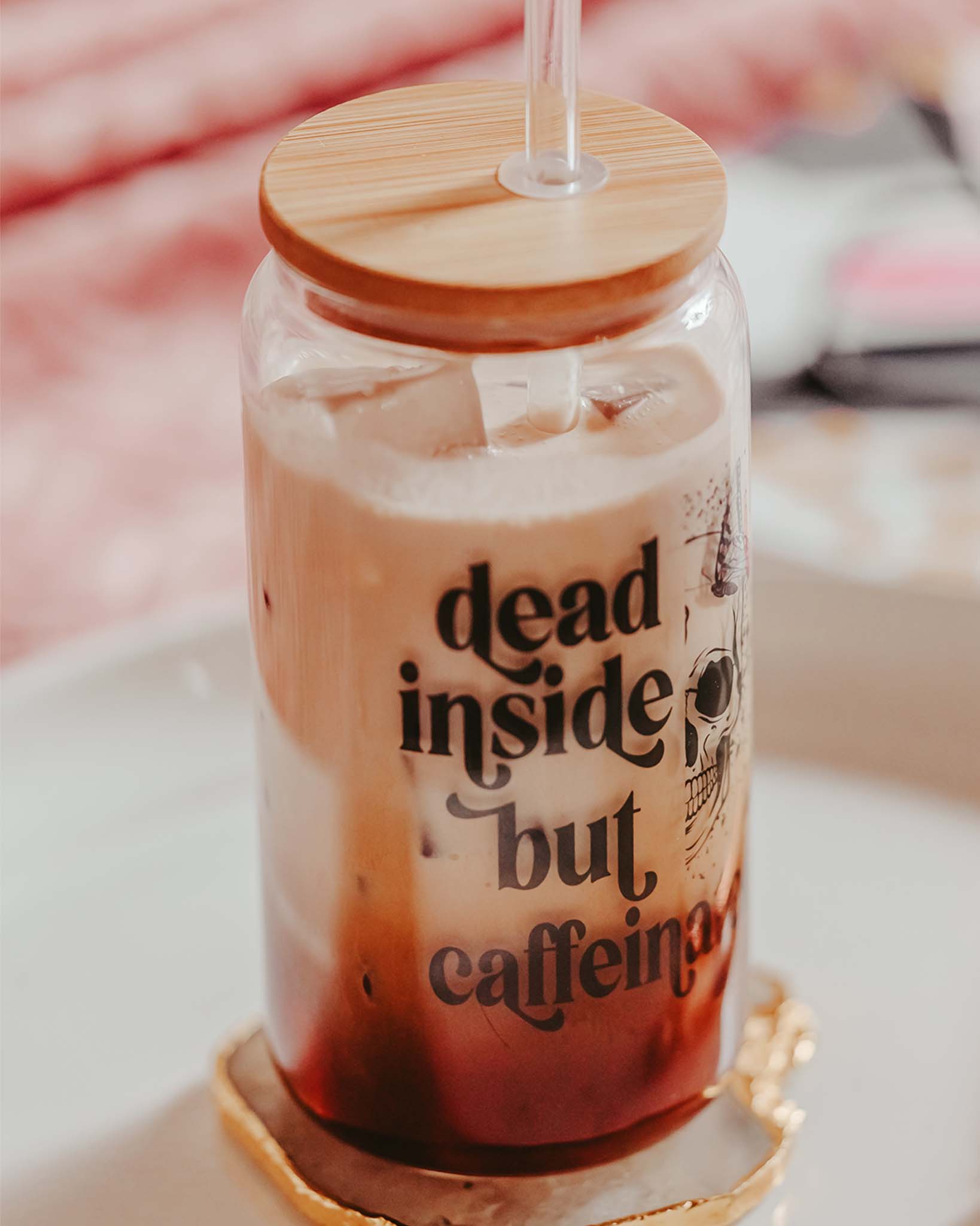 Dead Inside Glass Can Tumbler