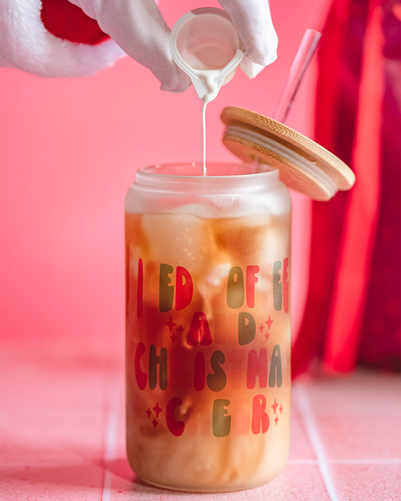 Iced Coffee & Christmas Cheer Glass Can Tumbler