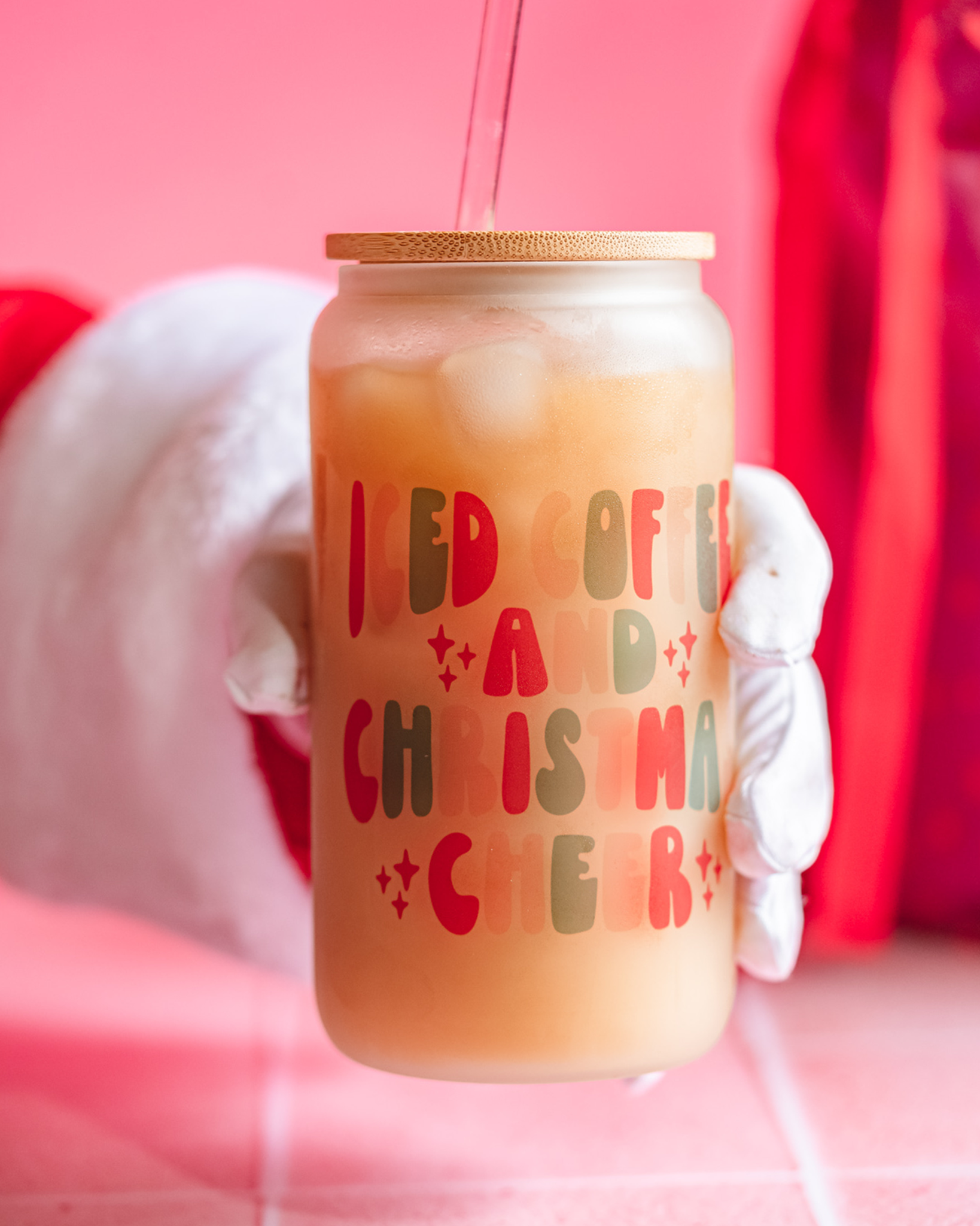 Iced Coffee & Christmas Cheer Glass Can Tumbler