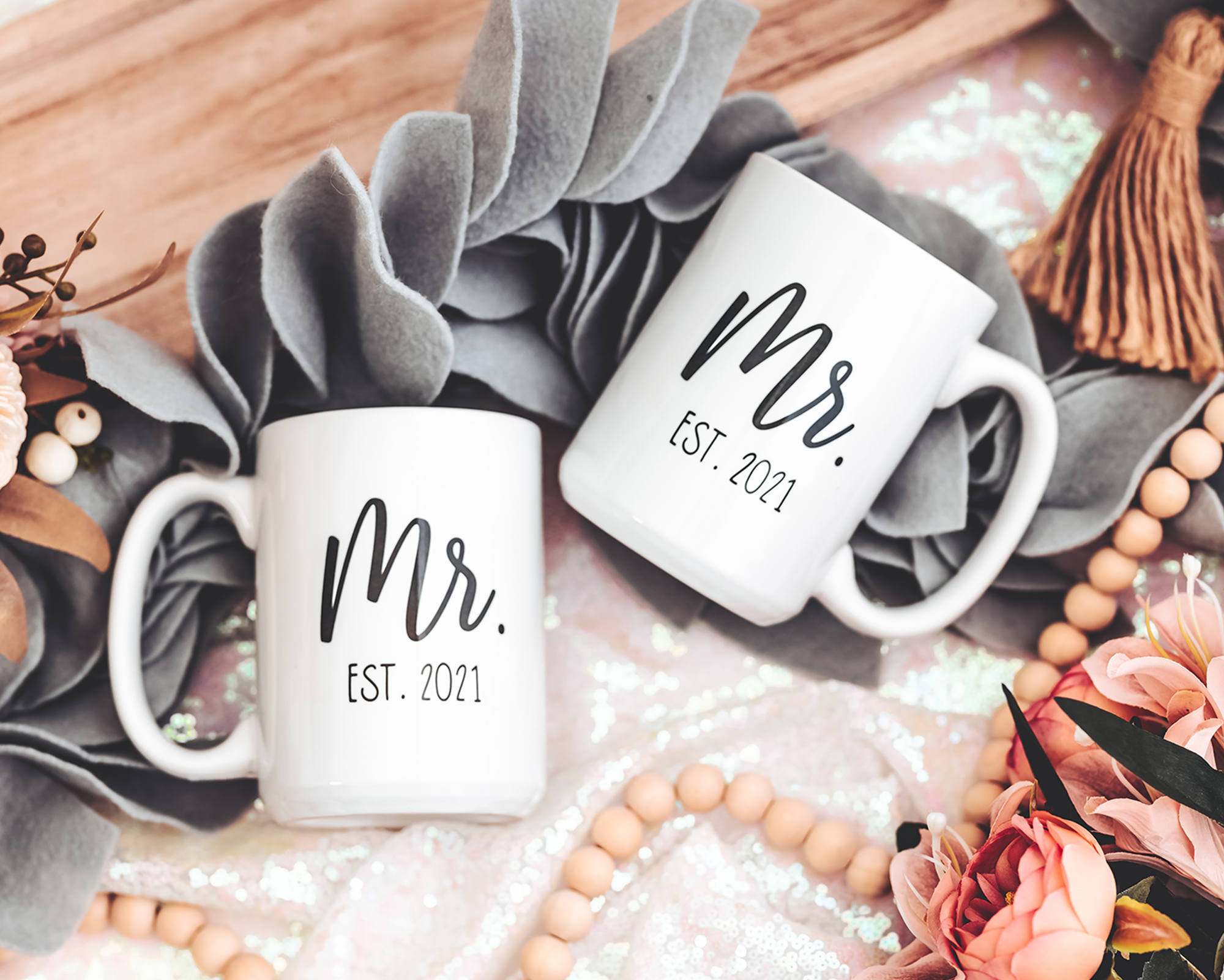 Mr. & Mr. Engagement Mug Set