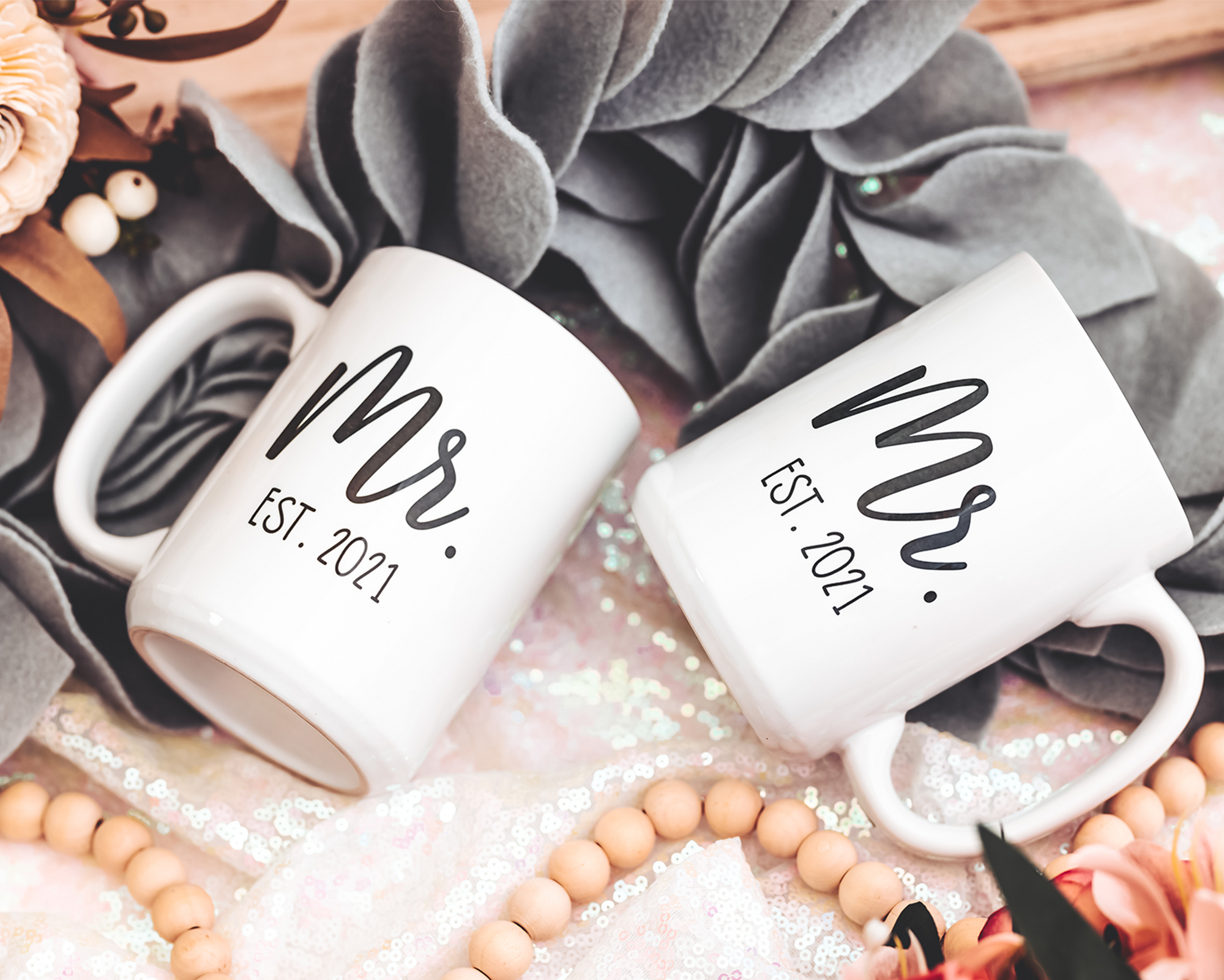 Mr. & Mr. Engagement Mug Set