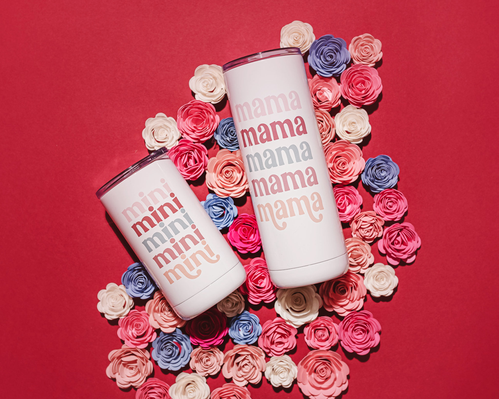 Mama + Mini Stainless Steel Tumblers (White Retro) – Lucky Love