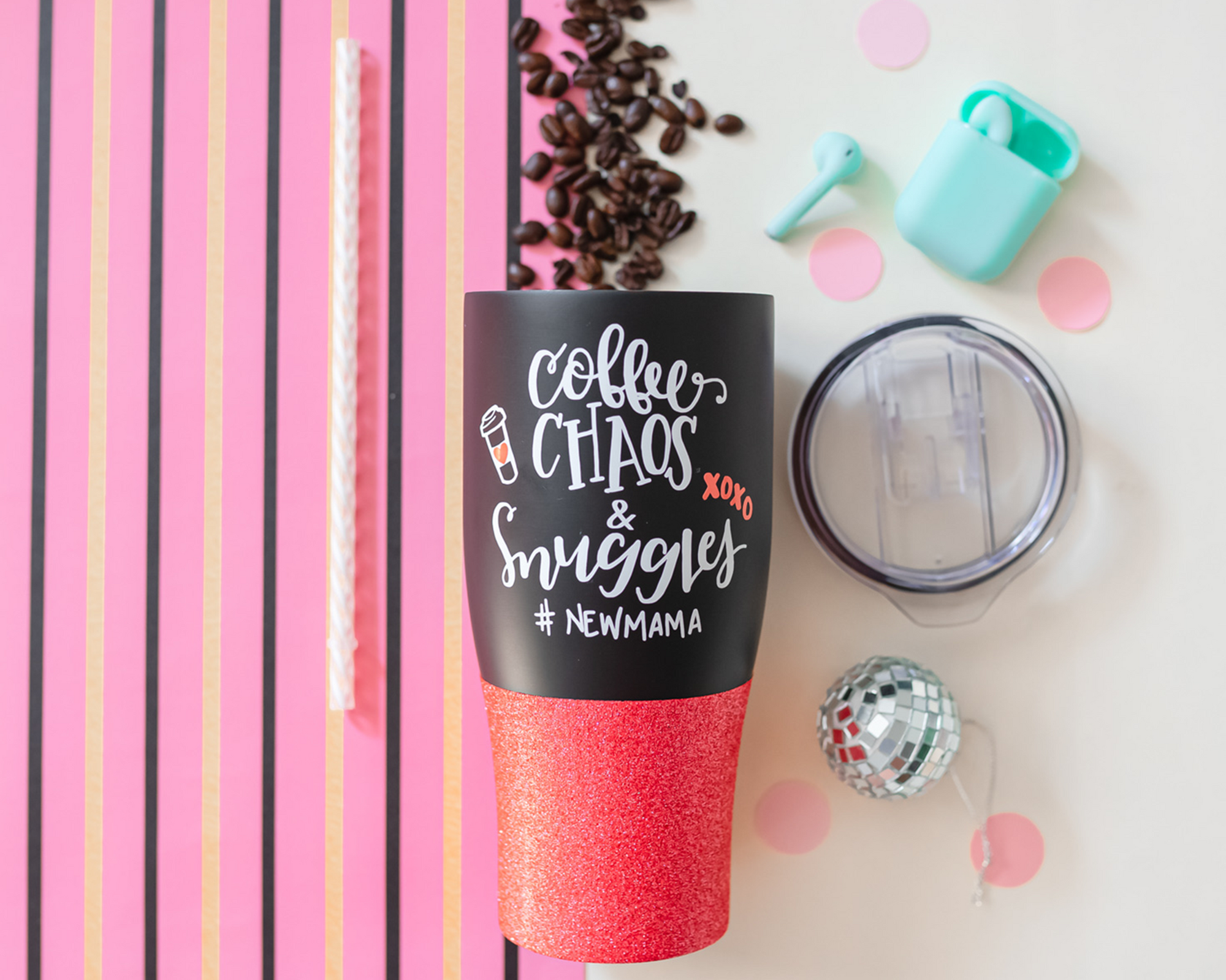 Coffee Chaos & Snuggles #New Mama Travel Tumbler