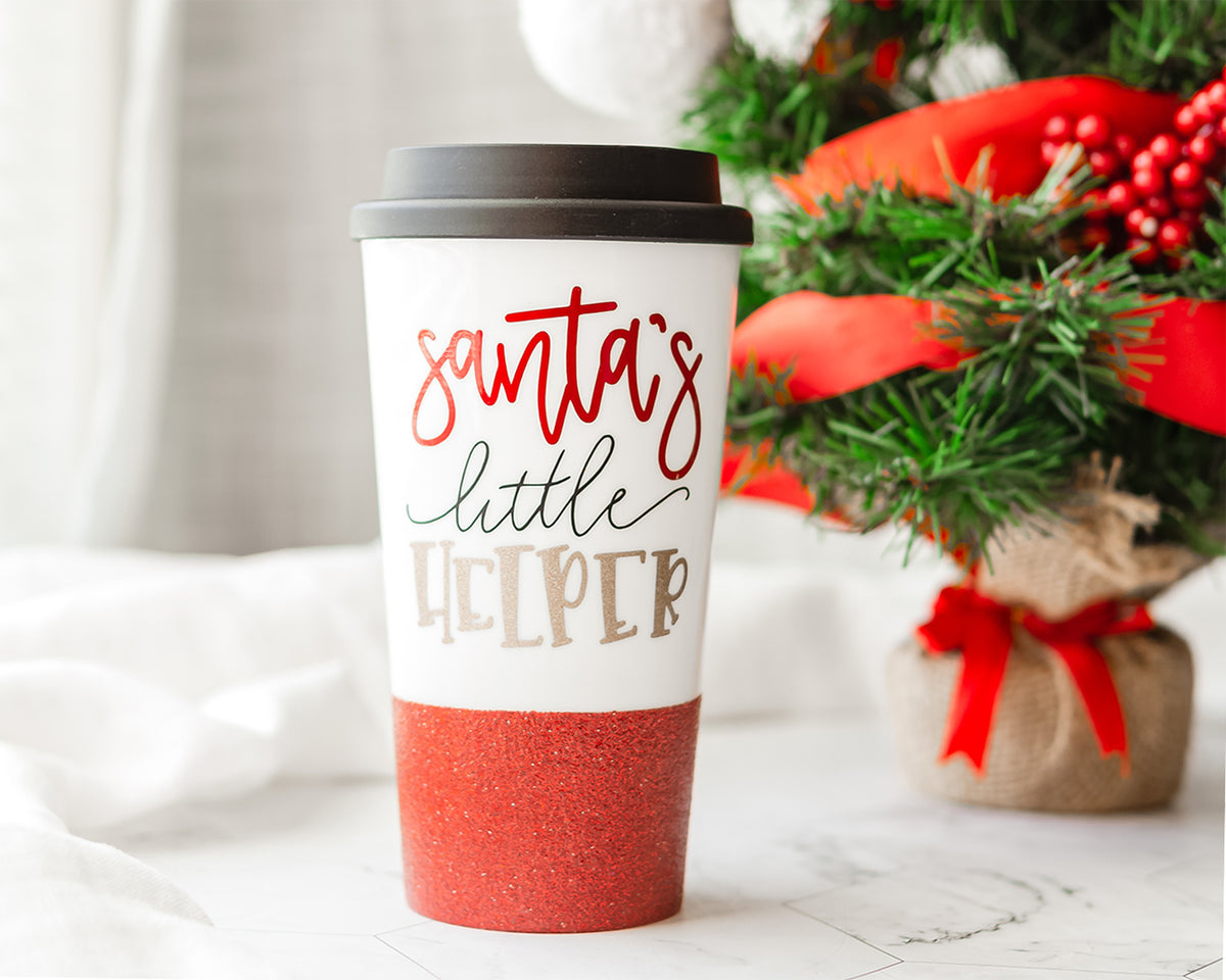 Santa&#39;s Little Helper Travel Tumbler